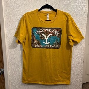 Yellowstone Dutton Ranch Graphic T-Shirt Unisex Adult L Mustard Yellow